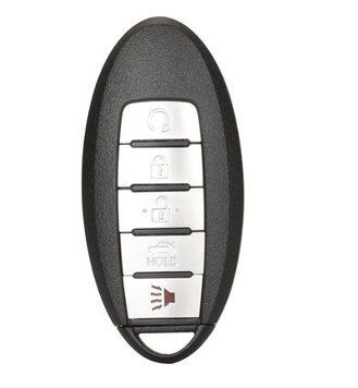 Корпус смарт-ключа Nissan Altima Maxima Murano Versa Teana Sentra AdlerKey (55-68) на 5 кнопок без логотипу з лезом (для реставрації відновлення ключа, простий корпус з лезом, болванка, деталь, запчастина для Ніссан) 347198562 фото