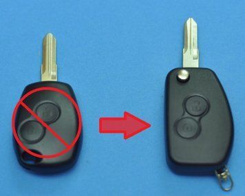 Корпус ключа для переробки Renault Fluence, Megane, Scenic, Clio, Kangoo, Master, Twingo, Trafic, Laguna, Dokker, Duster, Espace, Logan, AdlerKey (1765873-712487) на 2 кнопки (для переробки звичайного ключа у викидний) 349323996 фото
