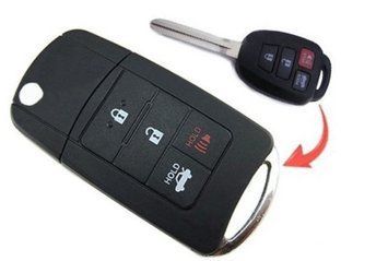 Корпус викидного ключа Toyota Land Cruiser 100 200 Camry Venza Avalon RAV4 Prius Auris Corolla Avensis AdlerKey (39-15) на 4 кнопки з лезом, логотипом Тойота і кнопками 340264160 фото