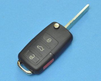 Корпус ключа Volkswagen Seat Skoda Caddy Passat Bora Polo Touareg T4 Jetta Touran CC AdlerKey (17-25) на 4 кнопки (Америка) (для реставрації відновлення ключа, простий корпус з лезом, болванка, деталь, запчастина для Volkswagen) 347198658 фото