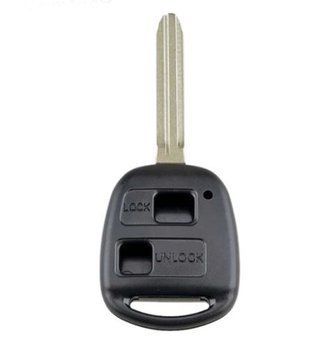 Корпус ключа Toyota Land Cruiser 100 200 Camry Venza Avalon RAV4 Prius Auris Corolla Avensis AdlerKey (23-37) на 2 кнопки з лезом, логотипом Toyota і кнопками (болванка, запчастина, заготівля) 339861268 фото