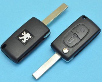 Корпус викидного ключа Peugeot 3008 308 208 2008 301 Traveller Boxer Pars 208 508 406 407 Partner AdlerKey (81-69) на 2 кнопки з емблемою (елемент живлення на мікросхемі) Пежо 336024541 фото