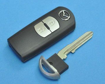 Корпус смарт ключа на дві кнопки Європа для Mazda CX3 CX5 CX9 3 6 AdlerKey (82-46 з лезом та логотипом (для реставрації відновлення ключа, смарт корпус з лезом, болванка, деталь, запчастина для Mazda) 349323822 фото