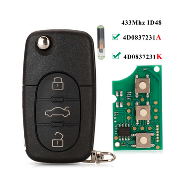 Ключ запалювання Audi 4D0837231A 4D0837231K A3 A4 A6 A8 TT RS4 Quattro 1994 - 2004 433Mhz ID48 402354579 фото