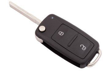 Корпус викидного ключа Volkswagen Jetta Tiguan Touareg Golf Passat AdlerKey (81-62) на 2 кнопки (Європа) (для реставрації відновлення ключа, смарт корпус з лезом, болванка, деталь, запчастина для Volkswagen) 343419532 фото