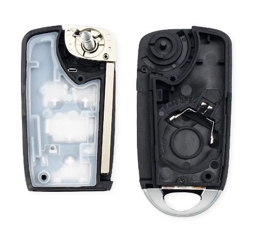 Выкидной корпус ключа на 3 кнопки Chevrolet Cruze Aveo Nunes Epica Lova Derala Camaro Impala AdlerKey (с местом под батарейку, жало HU100 ) (235-520) 347198682 фото