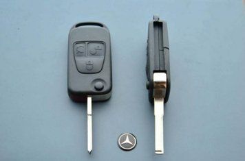 Корпус викидного ключа Mercedes Vito Sprinter A, AMG GT, B, C, Citan, CLA, CLC, CL, CLK, CLS, E, G, GLA, GLC, GL, GLE, GLK, GLS, M, R, S, SLC , SL AdlerKey (49-26) на три кнопки з логотипом 342703204 фото