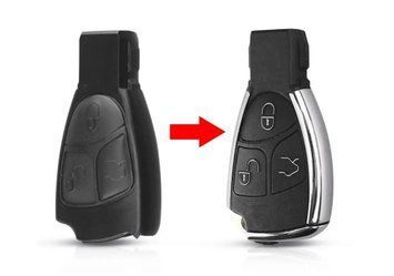Корпус смарт ключа хром Mercedes Vito, Sprinter A, AMG GT, B, C, Citan, CLA, CLC, CL, CLK, CLS, E, G, GLA, GLC, GL, GLE, GLK, GLS, M, R, S , SLC, SL AdlerKey (63-07) на три кнопки з логотипом 342703210 фото