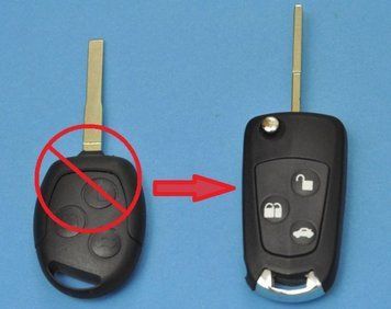 Корпус ключа для переробки Ford Mondeo Explorer Focus Fiesta Mustang C-Max AdlerKey (65-08) на 3 кнопки з лезом (переробка звичайного ключа у викидній, корпус з лезом, болванка, запчастина для Ford) 349323810 фото